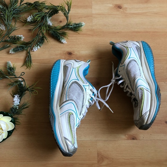 Skechers Shape ups green blue platform shoes size 11 walking yoga running - Picture 3 of 5